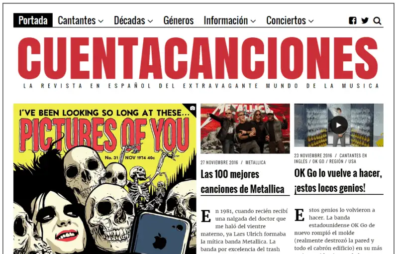 CuentaCanciones.com (Created 2009, Redesigned 2016)