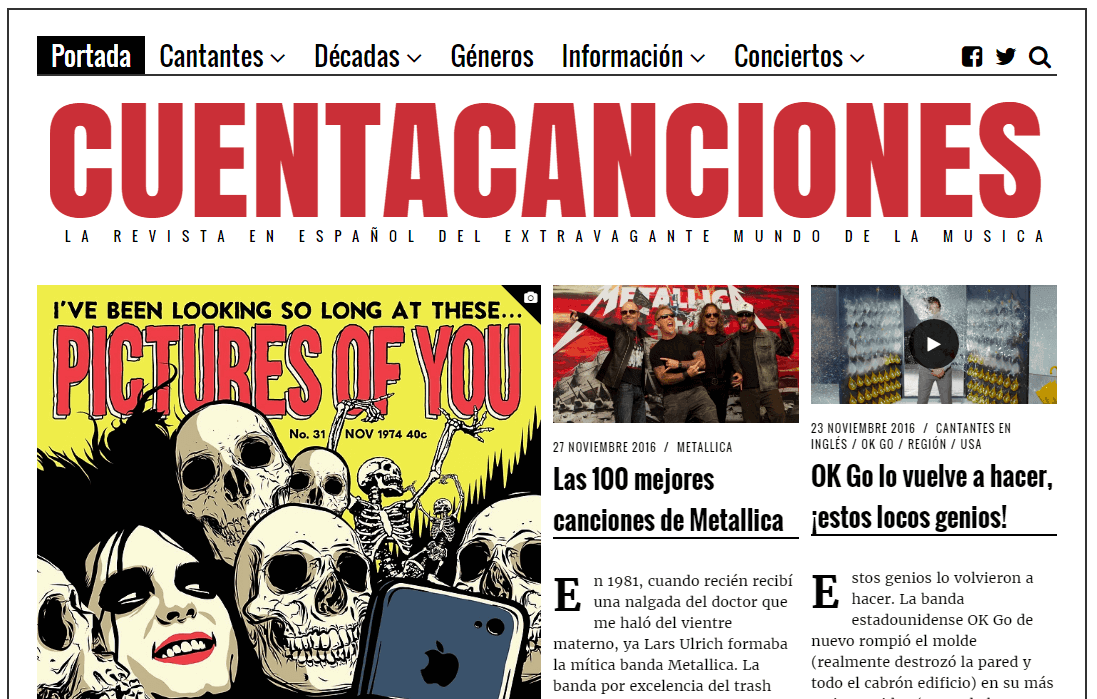 CuentaCanciones.com (Creación 2009, Rediseño 2016)